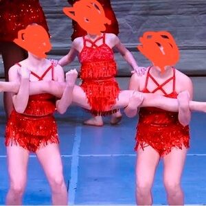 Jazz/Acro 2 piece red sequin dance costume adult small